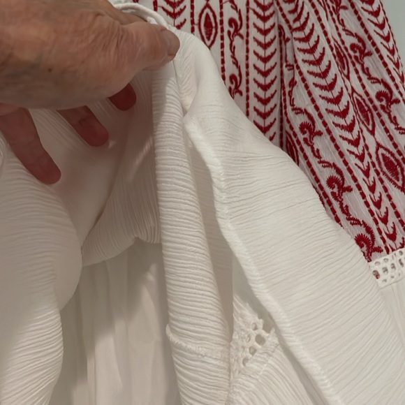 Xhilaration for Target White Dress Red Embroidery           Size M - Picture 5 of 7